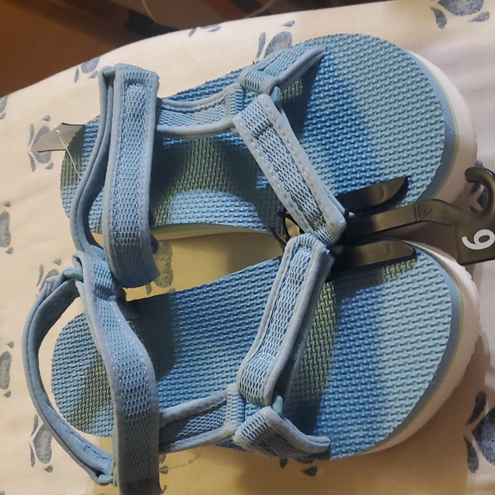 Blue Green Wedge Sandals Size 9